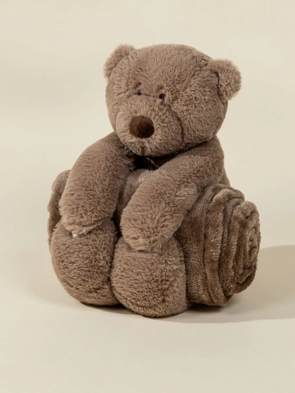 Bear Plush Toy Snuggling Blanket
