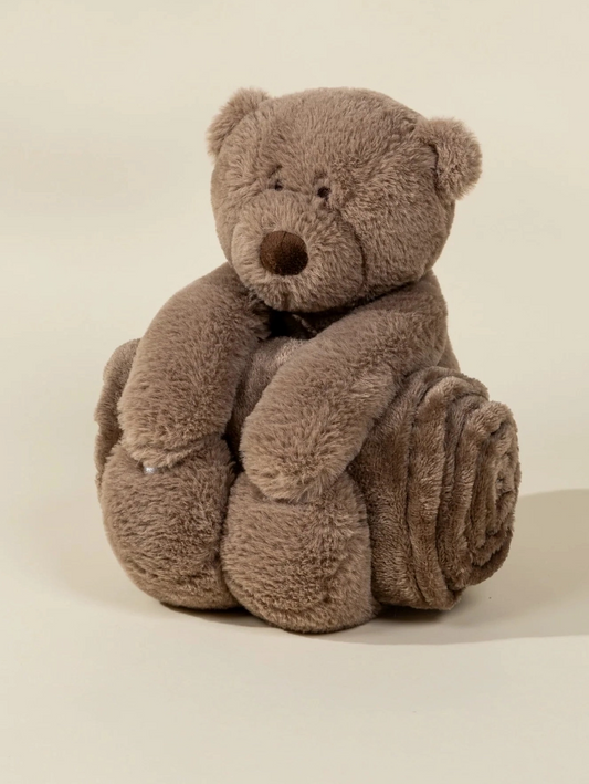 Bear Plush Toy Snuggling Blanket